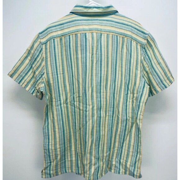 Levi’s Shirt Size M Men’s The Sunset Camp Striped Relaxed Yelow Green White New - Picture 10 of 10